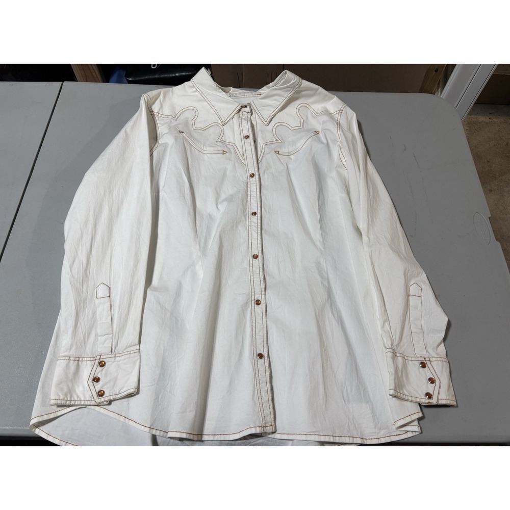 Back in the Saddle Women's Size 2X Pearl Snap Shirt Western Rodeo White Very Coo